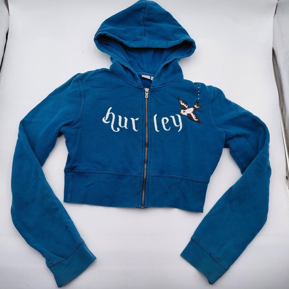 Hurley Tops - Hurley Full Zip Hoodie Sweater Womens S Teal Bird Cropped Y2K Bella Swan Rory